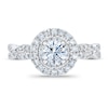 Royal Asscher® 1.00 CT. T.W. Diamond Double Frame Twist Shank Engagement Ring in 14K White Gold