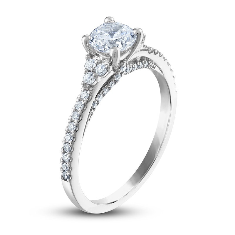 Royal Asscher® 1.00 CT. T.W. Diamond Tri-Sides Engagement Ring in 14K White Gold