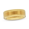 Thumbnail Image 1 of Men's 8.0mm Bevelled Edge Wedding Band in Tungsten with Yellow IP