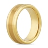 Thumbnail Image 2 of Men's 8.0mm Bevelled Edge Wedding Band in Tungsten with Yellow IP