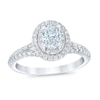 Thumbnail Image 1 of Royal Asscher® 1.00 CT. T.W. Oval Diamond Double Frame Engagement Ring in 14K White Gold