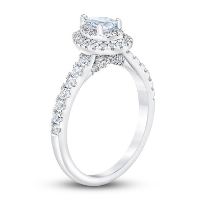 Royal Asscher® 1.00 CT. T.W. Pear-Shaped Diamond Frame Engagement Ring in 14K White Gold