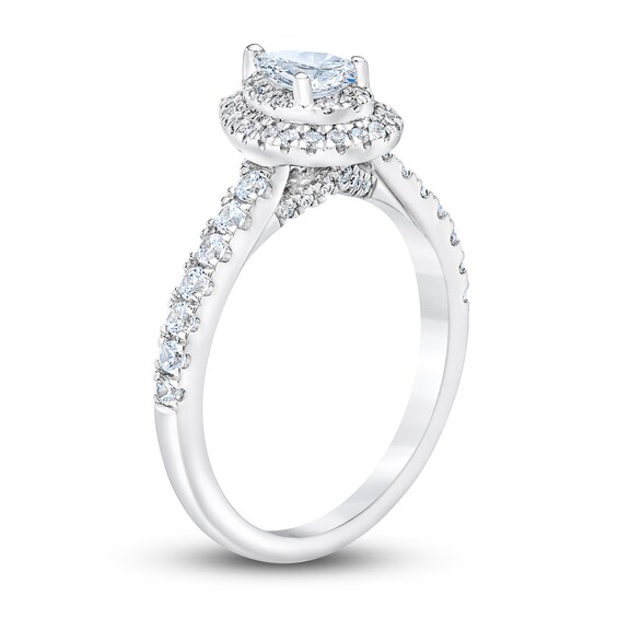Royal Asscher® 1.00 CT. T.W. Pear-Shaped Diamond Frame Engagement Ring in 14K White Gold
