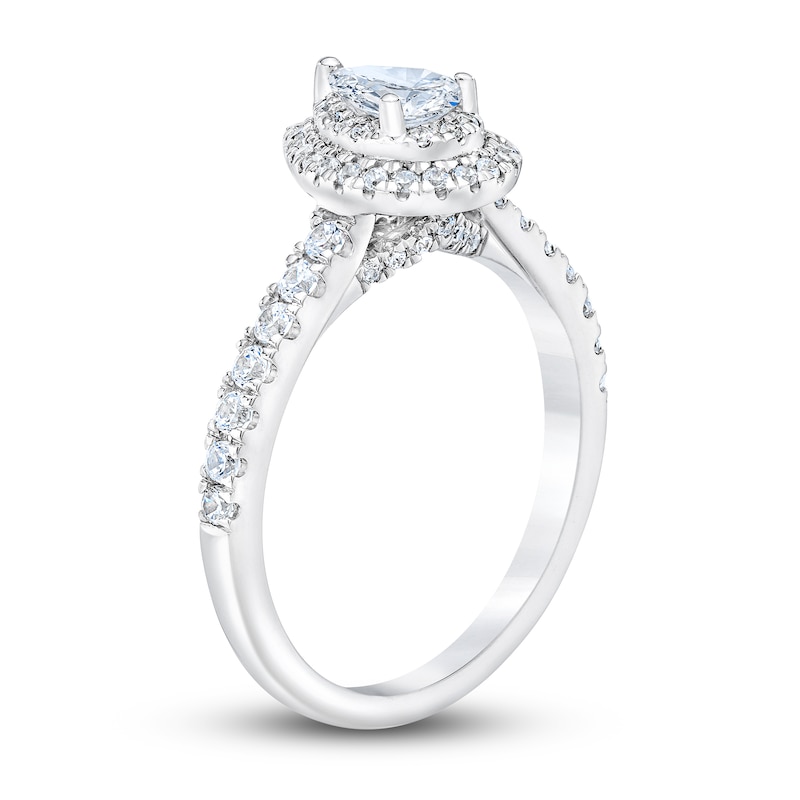 Main Image 2 of Royal Asscher® 1.00 CT. T.W. Pear-Shaped Diamond Frame Engagement Ring in 14K White Gold