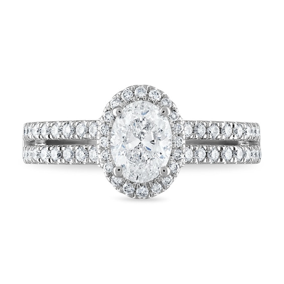 Royal Asscher® 1.20 CT. T.W. Oval Diamond Frame Engagement Ring in 14K White Gold