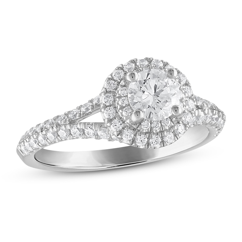 Main Image 1 of Royal Asscher® 1.00 CT. T.W. Diamond Double Frame Engagement Ring in 14K White Gold