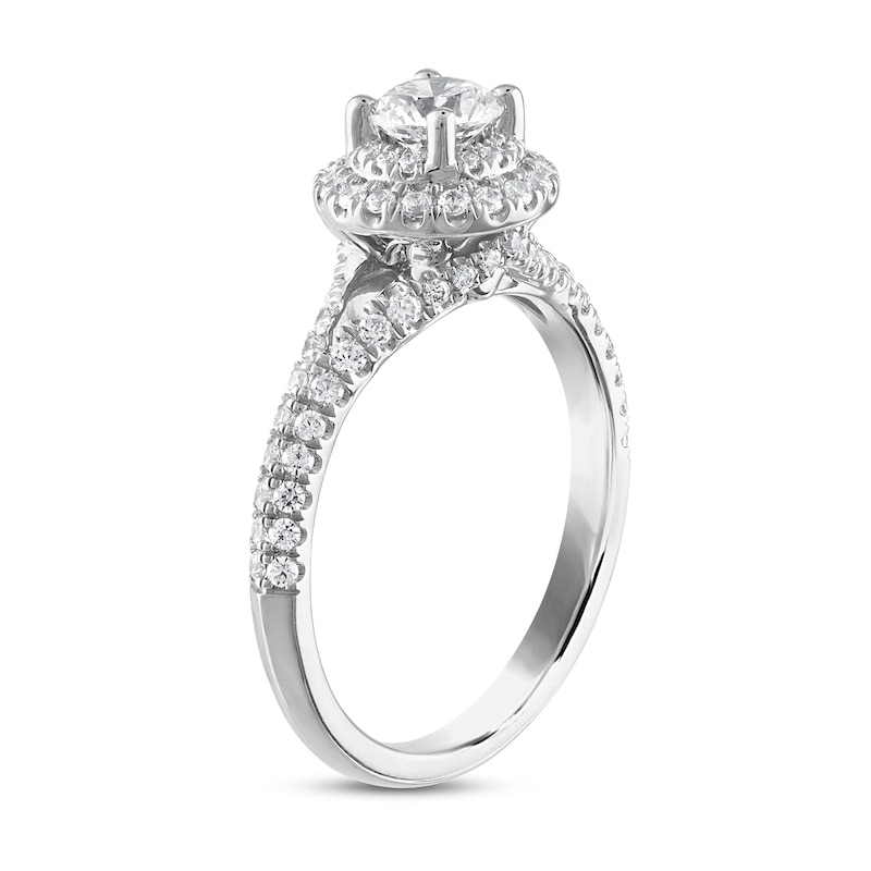 Royal Asscher® 1.00 CT. T.W. Diamond Double Frame Engagement Ring in 14K White Gold