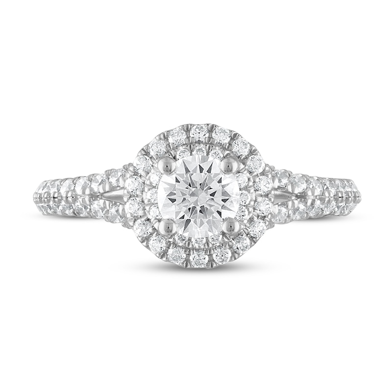 Main Image 3 of Royal Asscher® 1.00 CT. T.W. Diamond Double Frame Engagement Ring in 14K White Gold
