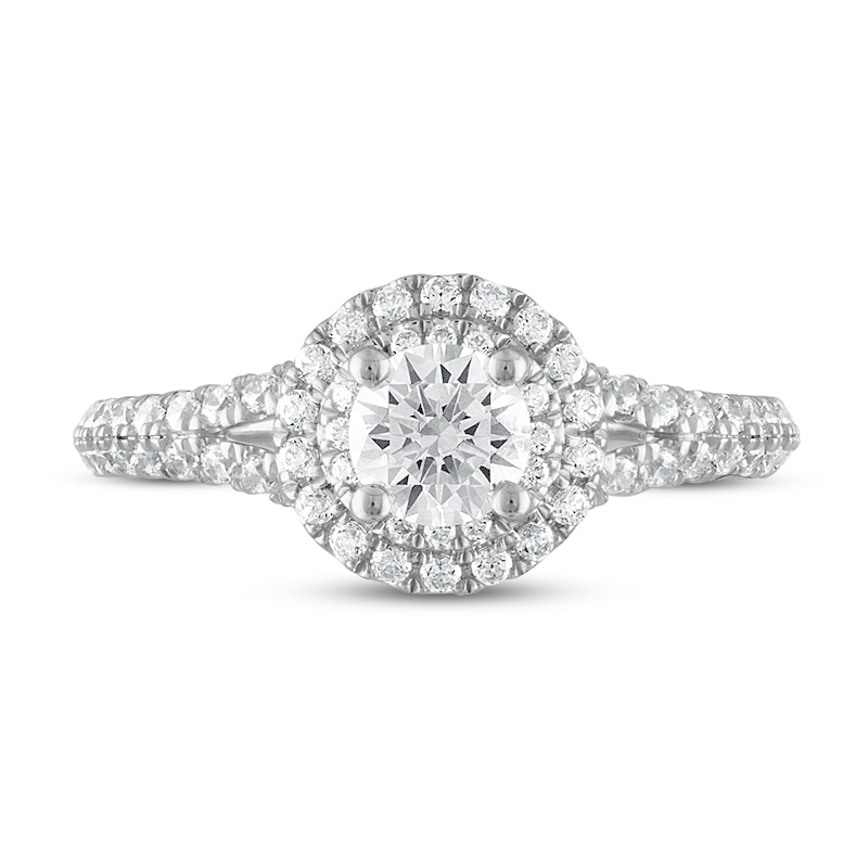 Royal Asscher® 1.00 CT. T.W. Diamond Double Frame Engagement Ring in 14K White Gold