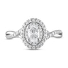 Royal Asscher® 0.75 CT. T.W. Diamond Double Frame Twist Shank Engagement Ring in 14K White Gold