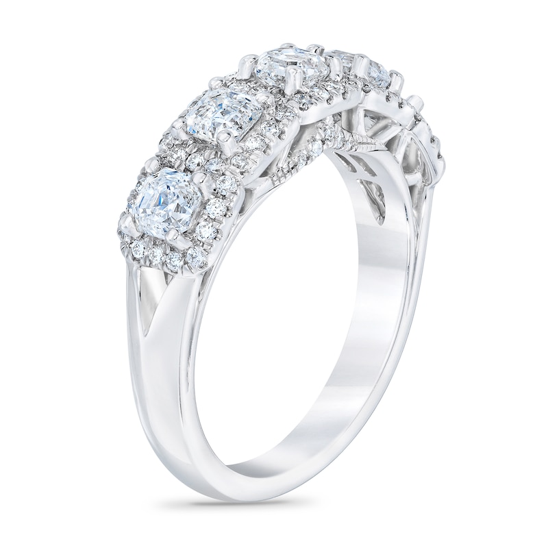 Royal Asscher® 1.50 CT. T.W. Diamond Frame Five Stone Anniversary Band in 14K White Gold