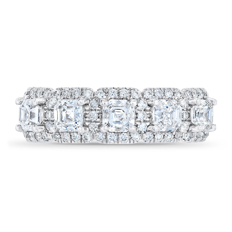 Royal Asscher® 1.50 CT. T.W. Diamond Frame Five Stone Anniversary Band in 14K White Gold