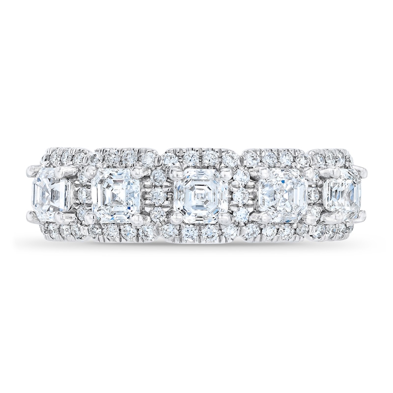 Royal Asscher® CT. T.W. Diamond Frame Five Stone Anniversary Band in 14K White Gold