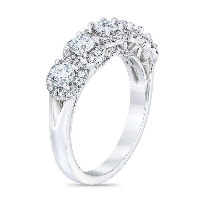 Royal Asscher® 1.25 CT. T.W. Diamond Frame Five Stone Anniversary Band in 14K White Gold