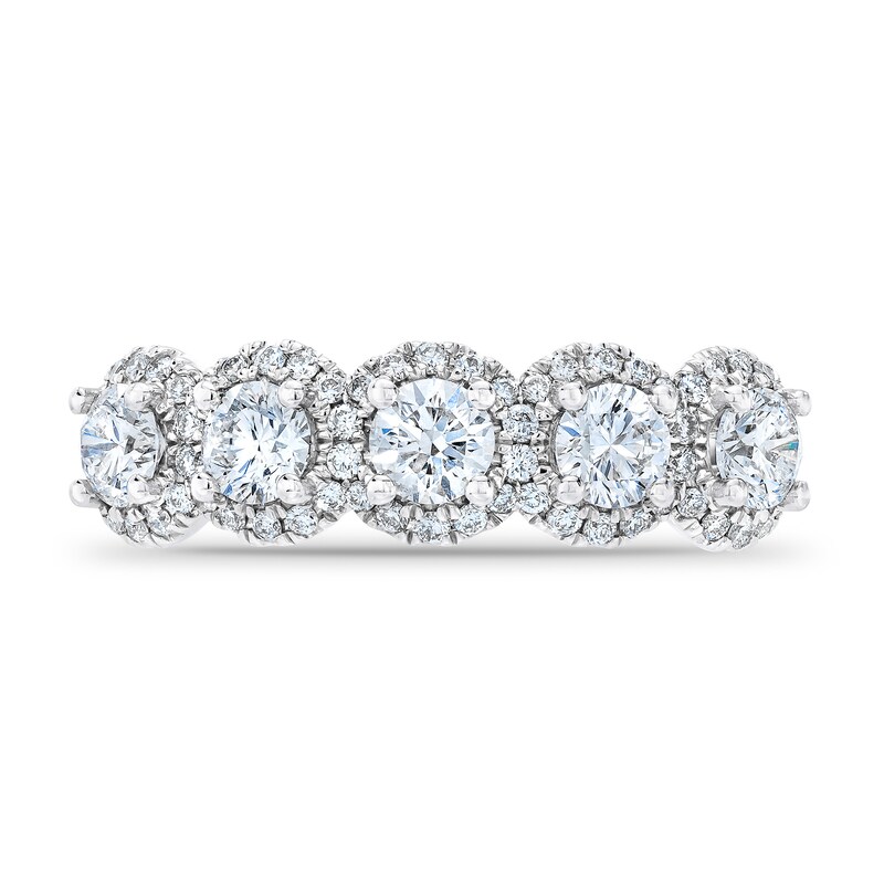 Main Image 3 of Royal Asscher® 1.25 CT. T.W. Diamond Frame Five Stone Anniversary Band in 14K White Gold