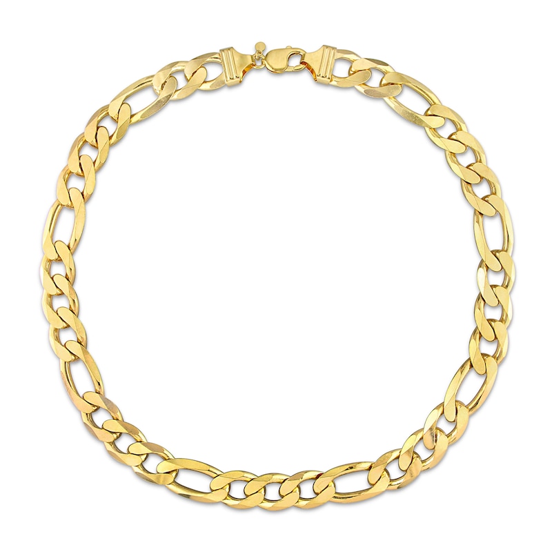 Main Image 3 of 14.5mm Figaro Chain Necklace in Sterling Silver with Yellow Rhodium - 22"