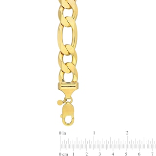 14.5mm Figaro Chain Necklace in Sterling Silver with Yellow Rhodium - 22"