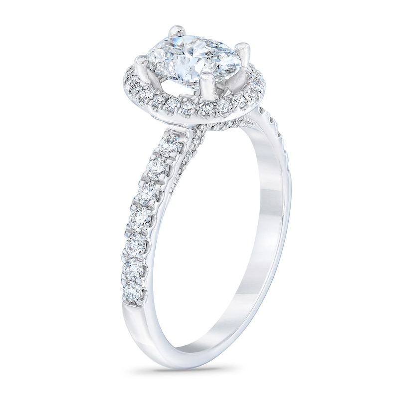 Main Image 2 of Royal Asscher® 1.50 CT. T.W. Oval Diamond Frame Engagement Ring in 14K White Gold