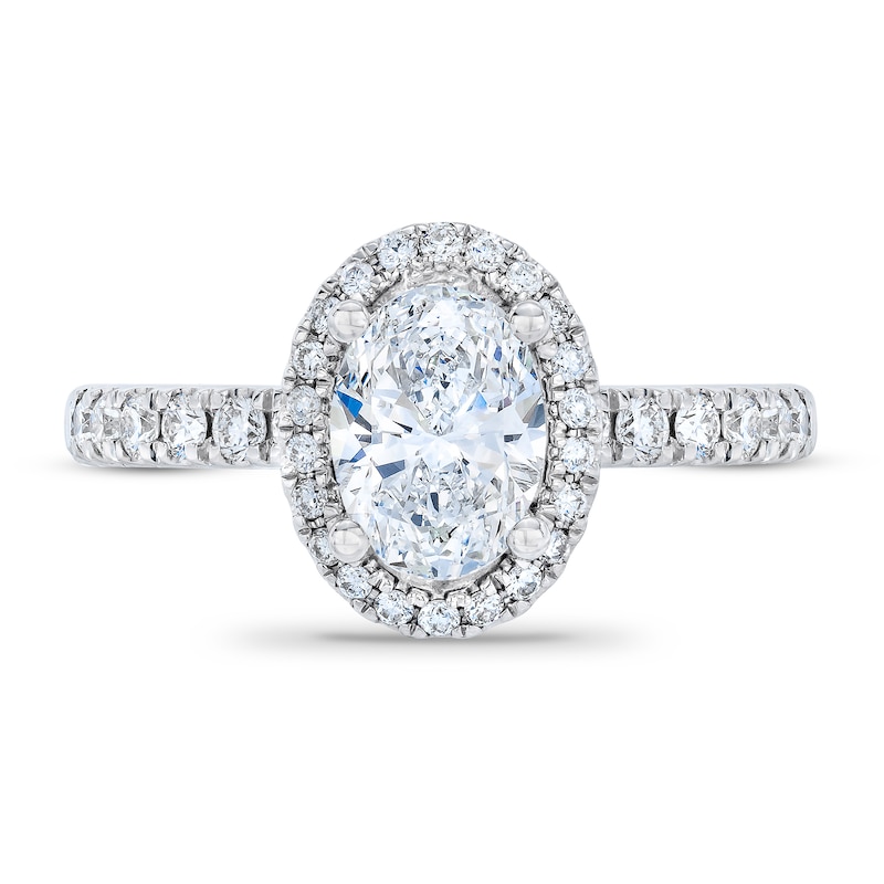 Main Image 3 of Royal Asscher® 1.50 CT. T.W. Oval Diamond Frame Engagement Ring in 14K White Gold