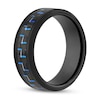 Thumbnail Image 2 of Men's 8.0mm Bevelled Edge Wedding Band in Tungsten with Black IP and Blue Woven Carbon Fibre Inlay