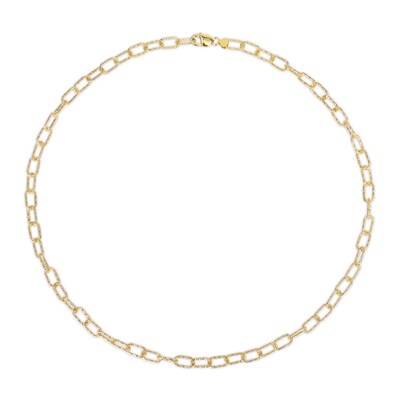 9.0mm Diamond-Cut Paper Clip Chain Necklace in Sterling Silver with Yellow Rhodium