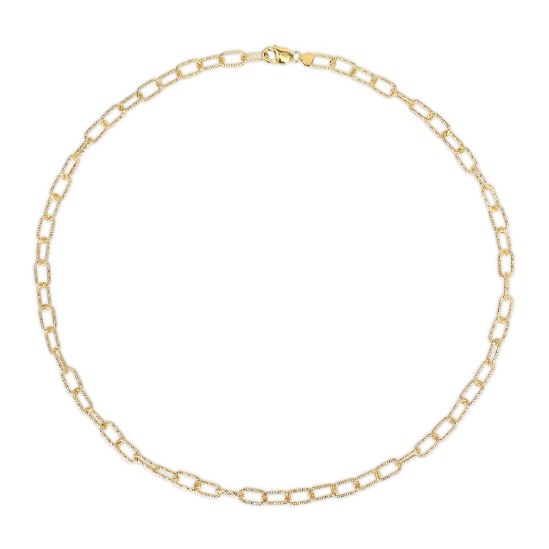9.0mm Diamond-Cut Paperclip Chain Necklace in Sterling Silver with Yellow Rhodium - 32"