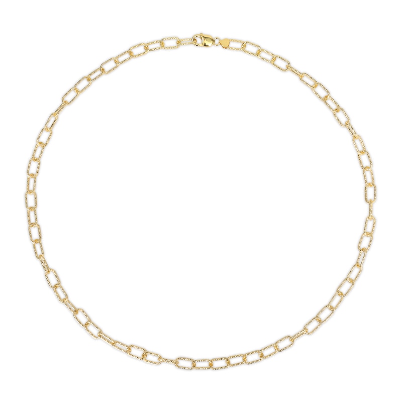 9.0mm Diamond-Cut Paper Clip Chain Necklace in Sterling Silver with Yellow Rhodium - 32"