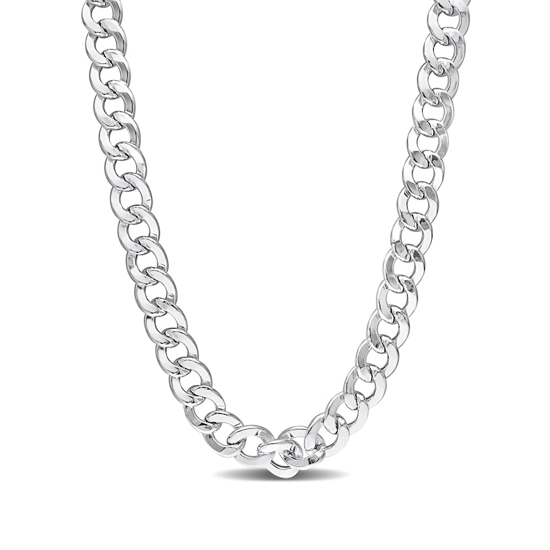Main Image 1 of 12.5mm Curb Chain Necklace in Sterling Silver - 24&quot;