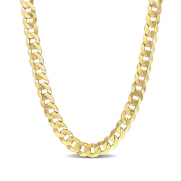 10.0mm Curb Chain Necklace in Sterling Silver with Yellow Rhodium - 24&quot;