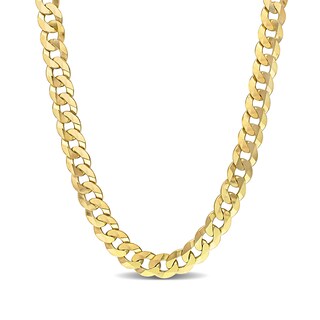 10.0mm Curb Chain Necklace in Sterling Silver with Yellow Rhodium - 24"