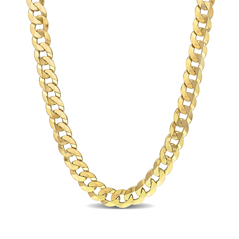 10.0mm Curb Chain Necklace in Sterling Silver with Yellow Rhodium - 24"