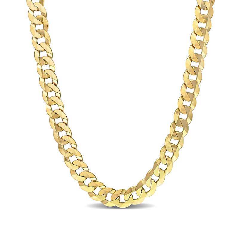 Main Image 1 of 10.0mm Curb Chain Necklace in Sterling Silver with Yellow Rhodium - 24"
