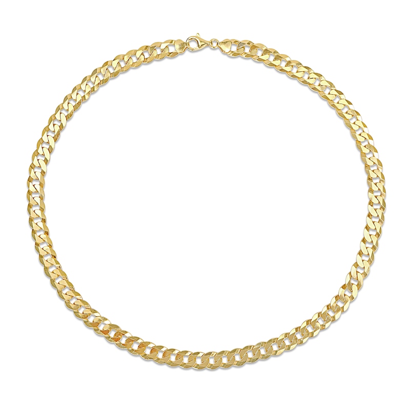 Main Image 3 of 10.0mm Curb Chain Necklace in Sterling Silver with Yellow Rhodium - 24"