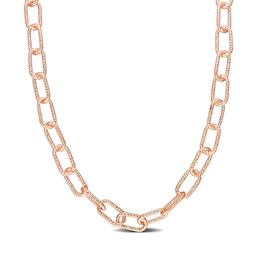 9.0mm Diamond-Cut Paper Clip Chain Necklace in Sterling Silver with Rose Rhodium - 24"
