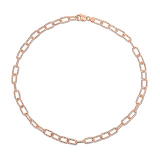 9.0mm Diamond-Cut Paper Clip Chain Necklace in Sterling Silver with Rose Rhodium - 24"