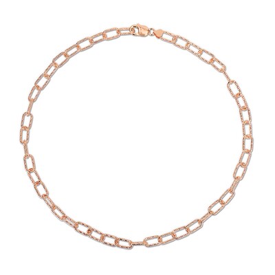 9.0mm Diamond-Cut Paper Clip Chain Necklace in Sterling Silver with Rose Rhodium - 24"