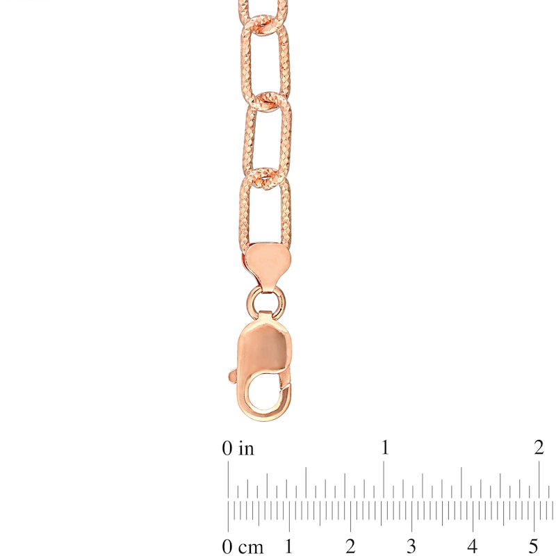 9.0mm Diamond-Cut Paper Clip Chain Necklace in Sterling Silver with Rose Rhodium - 24"