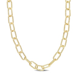 9.0mm Diamond-Cut Paper Clip Chain Necklace in Sterling Silver with Yellow Rhodium - 24"