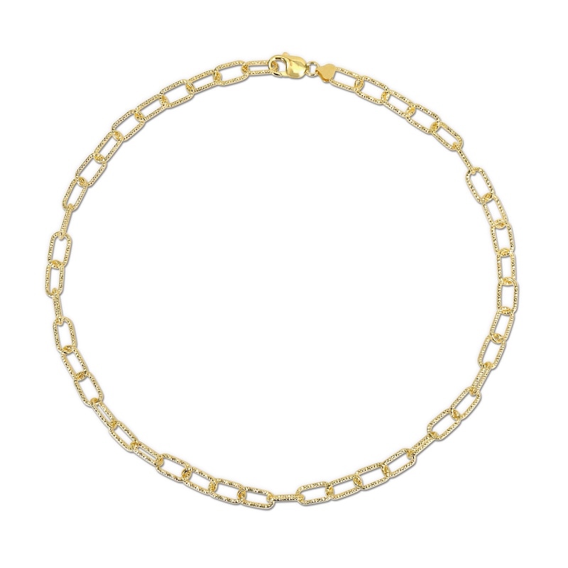 Main Image 3 of 9.0mm Diamond-Cut Paper Clip Chain Necklace in Sterling Silver with Yellow Rhodium - 24"