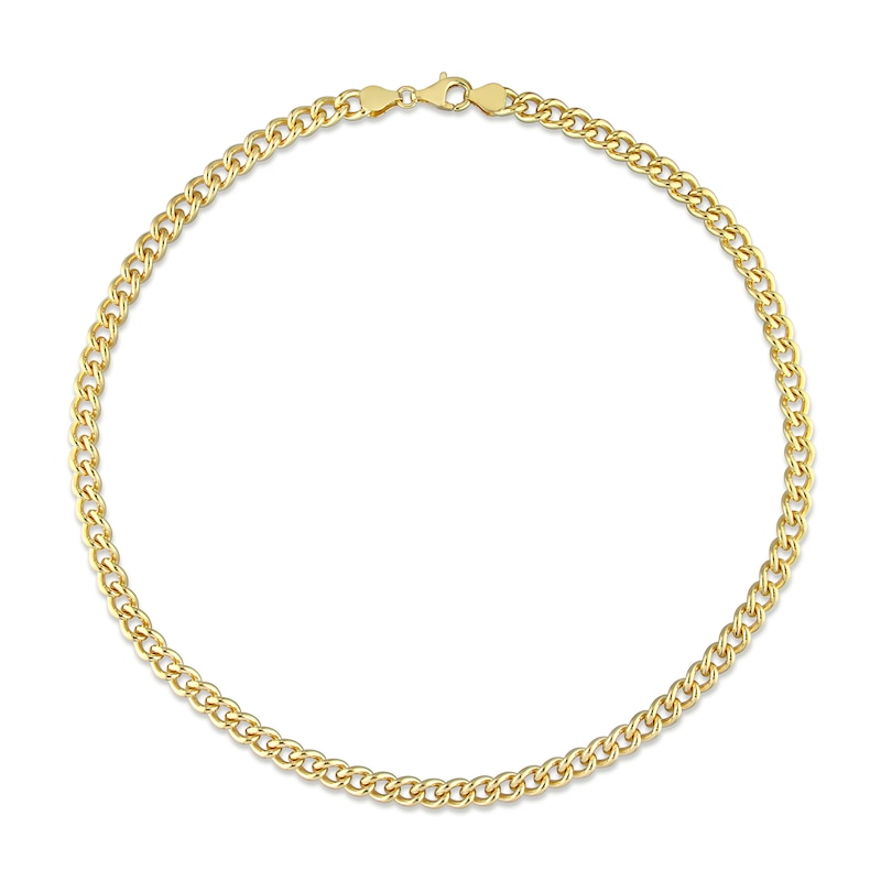 Main Image 3 of 6.5mm Curb Chain Necklace in Sterling Silver with Yellow Rhodium