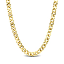 6.5mm Curb Chain Necklace in Sterling Silver with Yellow Rhodium - 20"