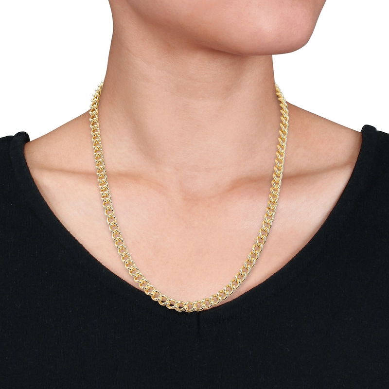 Main Image 2 of 6.5mm Curb Chain Necklace in Sterling Silver with Yellow Rhodium - 20"