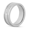 Thumbnail Image 2 of Men's 0.09 CT. T.W. Diamond Double Groove Ten Stone Wedding Band in Tungsten