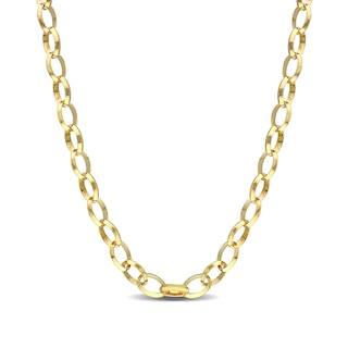 8.0mm Rolo Chain Necklace in Sterling Silver with Yellow Rhodium - 24"