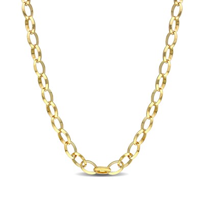 8.0mm Rolo Chain Necklace in Sterling Silver with Yellow Rhodium - 24"