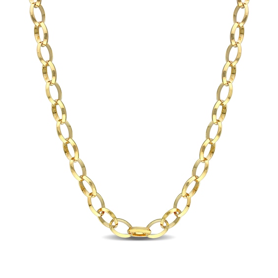 8.0mm Rolo Chain Necklace in Sterling Silver with Yellow Rhodium - 24"