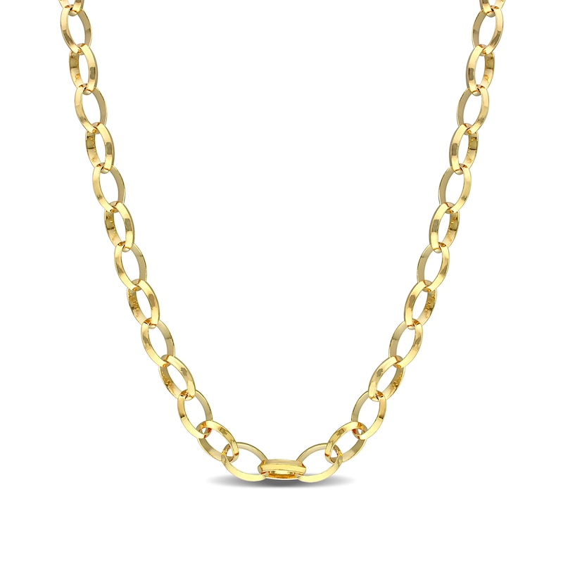 8.0mm Rolo Chain Necklace in Sterling Silver with Yellow Rhodium - 24"|Peoples Jewellers