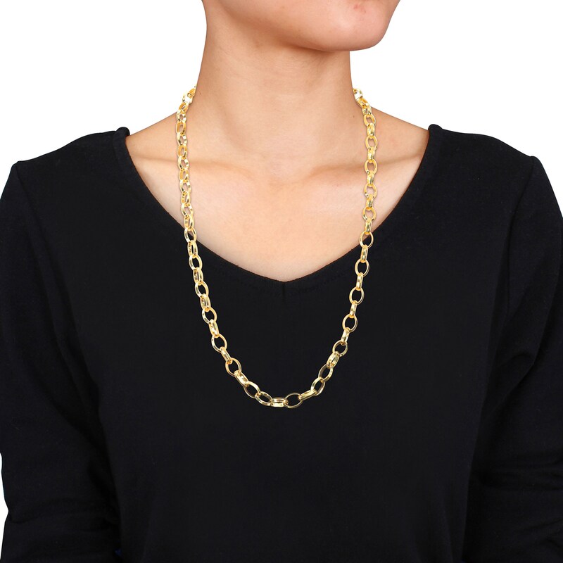 Main Image 2 of 8.0mm Rolo Chain Necklace in Sterling Silver with Yellow Rhodium - 24"