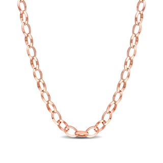 8.0mm Rolo Chain Necklace in Sterling Silver with Rose Rhodium - 24"