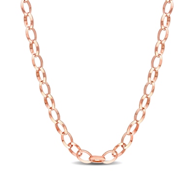 8.0mm Rolo Chain Necklace in Sterling Silver with Rose Rhodium - 24"